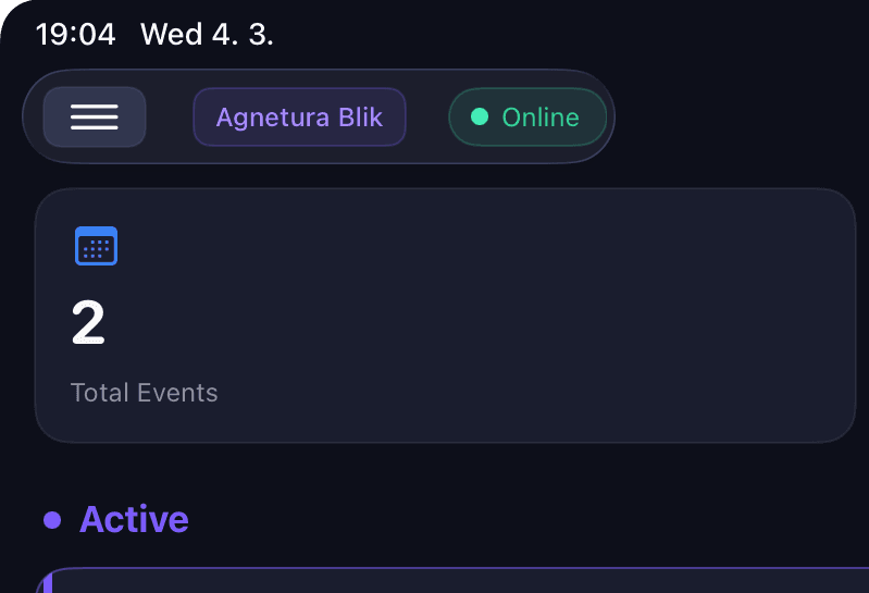 Screenshot: Synchronizace dat — offline/online indikátor
